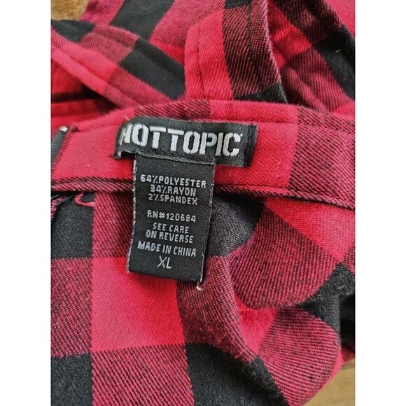 Hot Topic Red Black Buffalo Plaid Buckle Strap Dress Size XL Grunge - Picture 5 of 9